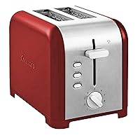 Kenmore 2 Slice Toaster Stainless Steel with Bagel Cancel Defrost Function and Extra Wide Slots Toasters Removable Crumb Tray Red