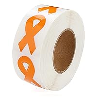 Small Orange Ribbon Awareness Stickers for Kidney Cancer, Leukemia, Multiple Sclerosis, Hunger, Gun Violence/Mass Shooting Awarenes - Perfect for Events, and Fundraising (1 Roll -250 Stickers)
