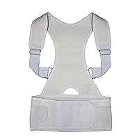 Shoulder Back Posture Support Brace - Non Restricting Fully Adjustable, Comfortable & Easy to Wear For Men and Women (White, XL)