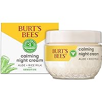 Burt’s Bees Gentle Night Cream Moisturizer for Face & Sensitive Skin - Made with Aloe Vera & Rice Milk to Soothe Skin, Dermatologist Tested (1.8 oz)