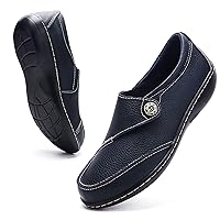 Women's Slip-On Loafer Comfort Leather Hook and Loop Work Shoes