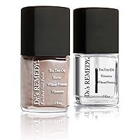 Dr.'s Remedy Enriched Nail Polish, Poised Pink Champagne with TOTAL Two-in-One Top and Base Coat Set 0.5 Fluid Oz Each