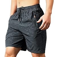 Men's Gym Workout Shorts Sweat Shorts Athletic Training Lounge Comfy Shorts Casual Jogger Shorts with Zipper Pockets