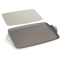 Goodful All-in-One Double Burner Griddle, Ceramic Nonstick, Durable Cast Aluminum, Oven Safe and Dishwasher Safe, Made without PFAS, PFOA, PFOS & PTFE, 18-Inch x 11-Inch, Linen