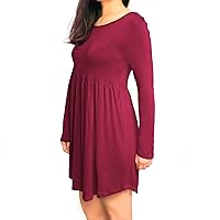 Women's Long Sleeve Casual but Dressy Form Fitting Flowy Dress with Pockets