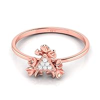VVS IGI Certified Triangle Design 10K White/Yellow/Rose Gold With 0.016 Carat Natural Diamond Engagement Ring For Women, Genuine Diamond Ring