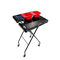 Elitzia Beauty Salon Cart With Red Hair Coloring Bowl Portable Beauty Salon Tray Hair Coloring Tools With Hair Dryer Holder Universal Wheel Storage Easy To Move Black ETHAIR01