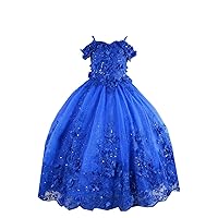 Elegant 3D Floral Flower Pattern Boho Off The Shoulder Ball Gown Lace Flower Girl Dresses for Toddler Wedding Party 2024