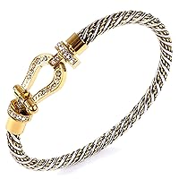 Cable Bracelets Twisted Wire Bangles for Women Buckle Jewelry Designer Inspired Gift Rhinestone with Gift Box