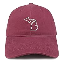 Trendy Apparel Shop Michigan State Outline State Embroidered Cotton Dad Hat
