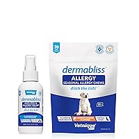 Vetnique Dermabliss Dog Allergy Anti Itch Spray (4oz) & Dermabliss Itch Relief Allergy Soft Chew Supplement (30ct)