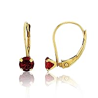 10K Yellow Gold 6.00mm Round Ruby Martini Leverback Earring