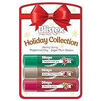 Blistex Lip Moisturizer Holiday Collection - Merry Berry, Peppermint Joy, Sugar Plum Dream 0.15 oz (Pack of 1)