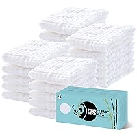HIPHOP PANDA 20 Pack 6-Layers Muslin Burp Cloths Large - Durable 100% Cotton - Baby Essentials Extra Absorbent and Soft Boys & Girls Rags for Newborn Registry (White, 20