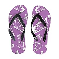 Vantaso Slim Flip Flops for Women Purple Butterflies Yoga Mat Thong Sandals Casual Slippers