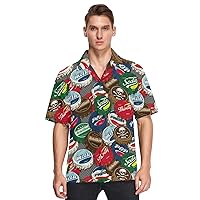 ALAZA Mens Colorful Beer Bottle Caps Quick Dry Hawaiian Shirt