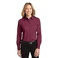 Port Authority Women's Long Sleeve Easy Care Shirt 3XL Burgundy/Light Stone
