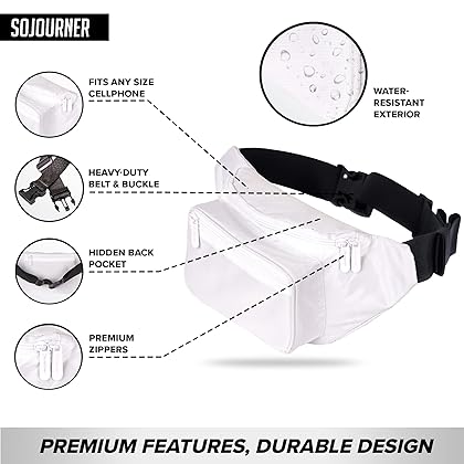 White Fanny Pack Belt Bag I Mens Fanny Packs for Women Fashionable - Crossbody Bag Bum bag Waist Bag Waist Pack - For Halloween costumes, for Hiking, Running, Travel, Waterproof and more