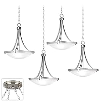 Possini Euro Design Deco Brushed Nickel Silver Hanging Swag Chandelier Lighting Modern Marbleized Glass 4-Light Fixture for Dining Room Living House Home Foyer Kitchen Island Entryway Bedroom