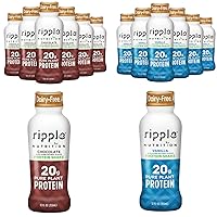 Ripple Vegan Protein Shake, Chocolate 12 Fl Oz (12 Pack) & Ripple Vegan Protein Shake, Vanilla (12 Pack) | 24 Pack