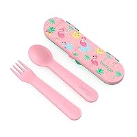 Bentgo® Kids Utensil Set - Reusable Plastic Fork, Spoon & Storage Case - BPA-Free Materials, Easy-Grip Handles, Dishwasher Safe - Ideal for School Lunch, Travel, & Outdoors (Tropical)