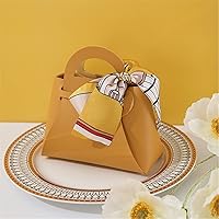 通用 50pcs Leather Favour Bag With Scarf For Wedding Party Easter Decoration Baby Shower Ramadan Eid Mubarak Candy Cosmetics Gift Packaging (Yellow)