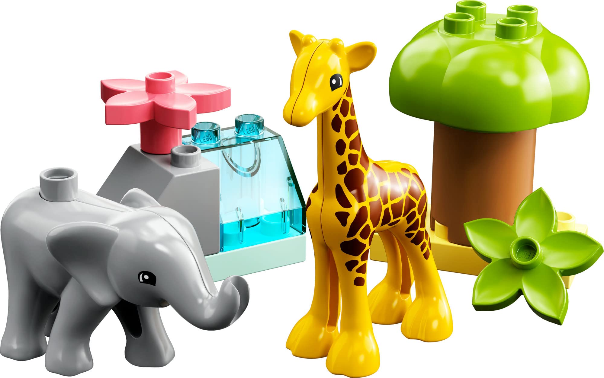 LEGO DUPLO Wild Animals of Africa 10971, Animal Toys for Toddlers, Girls & Boys Ages 2 Plus Years Old, Learning Toy with Baby Elephant & Giraffe Figures
