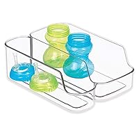 iDesign IDjr Storage Organizer with Two Compartments for Baby Bottles, Pouches, Food Jars for Pantry or Refrigerator - Clear