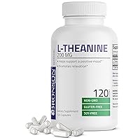 L-Theanine 200mg (Double-Strength) with Passion Flower Herb, Non-GMO Gluten-Free Soy-Free Stress Management Supplement, 120 Capsules