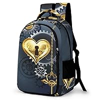 Mechanical Heart with Key Laptop Backpack Durable Computer Shoulder Bag Business Work Bag Camping Travel Daypack
