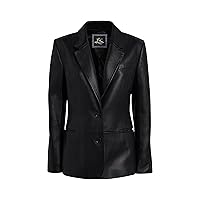 Brown 2-Button Lambskin Leather Blazer Women - Casual Coat Long Sleeves Suit Style Leather Jacket Women