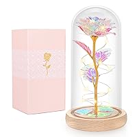 Beferr Mothers Day Mom Gifts for Women Birthday Gifts Galaxy Rose Enchanted Crystal Flower Gift Light Up Rose in Glass Dome Mothers Day Roses Ideas Gifts for Wife Daughter Sister Friend