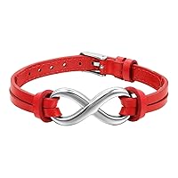 OIDEA Mens Womens Couples Stainless Steel Infinity Symbol Leather Bracelet,Fit for 6-8.1Inch Bracelet