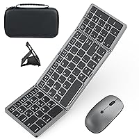 Foldable Keyboard and Mouse for Laptop, Travel Bluetooth Folding Keyboard Mouse with Portable Case, Rechargeable Keyboard for Business, 2.4G Wireless & Bluetooth, for iPad Tablets Laptop iOS Android