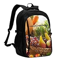 Travel Laptop Backpack Business Backpack for Men Women Vegetables And Fruit Travel Backpack with USB Charging Port