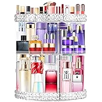 360 Rotating Makeup Organizer, Large Capacity Cosmetic Organizer Perfume Organizer DIY Placement Make up Organizer and Storage for Dresser, Clear, Acrylic