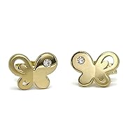 Diamond Butterfly Earrings 18K Gold | Teenager Earrings Girls | 0.75g Yellow Gold | Trendy Jewelry | Quinceanera Present | Gift Her First Communion |