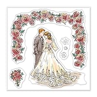 GLOBLELAND Wedding Clear Stamps for DIY Scrapbooking Rose Bouquet Border Silicone Clear Stamp Seals Transparent Stamps for Cards Making Photo Album Journal Home Decoration