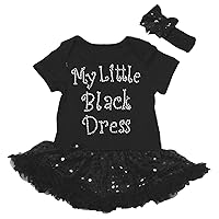 Petitebella My Little Black Dress Bodysuit Black Sequins Tutu Baby Dress Nb-18m