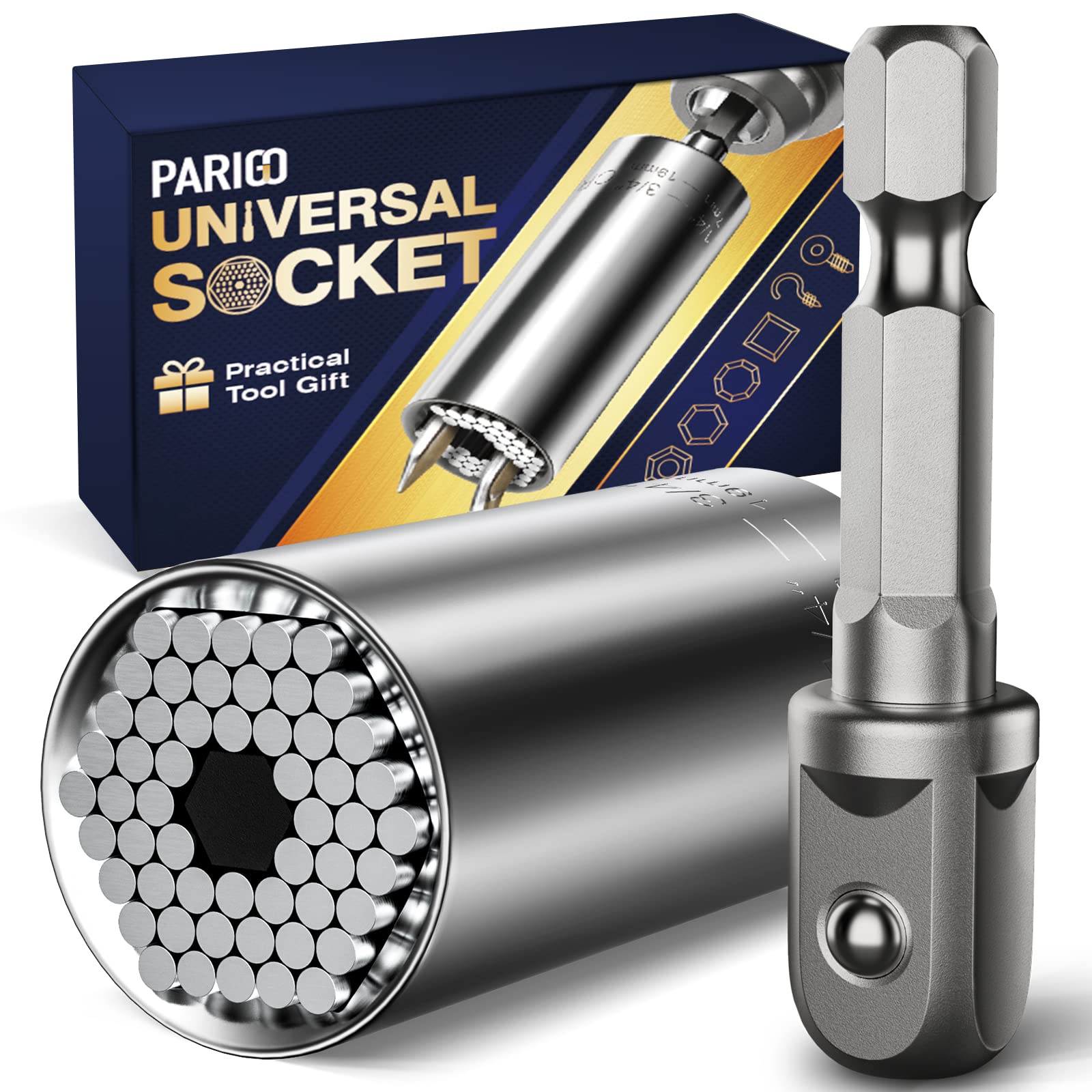 Universal Socket Tools Gifts for Men: Christmas Gifts Stocking Stuffers for Dad Boyfriend Husband Professional 7mm-19mm Super Socket Tool Sets Power Drill Adapter Unique Cool Gadgets Birthday Gift