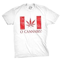 Mens O Cannabis Tshirt Funny Canada Marijuana Legalization Flag Tee