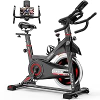 Exercise Bike, CHAOKE Stationary Bike with Heavy Flywheel, Comfortable Seat Cushion, Silent Belt Drive Indoor Cycling Bike, LCD Monitor for Home Gym Cardio Workout Training