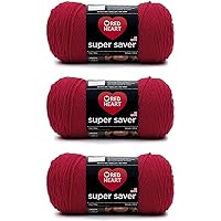 Red Heart Super Saver Cherry Red Yarn - 3 Pack of 198g/7oz - Acrylic - 4 Medium (Worsted) - 364 Yards - Knitting/Crochet