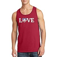 Threadrock Men's Love Trump American Flag Heart (Horizontal Love) Tank Top - Large, Red