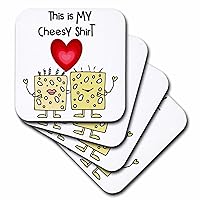 3dRose Funny Cute Swiss Cheese Lovers This is My Cheesy Shirt Pun - Coasters (CST_355830_1)