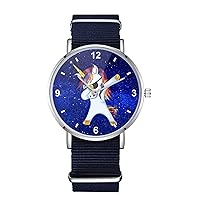 Sky Unicorn Dabbing Design Nylon Watch for Men and Women, Dab Theme Wristwatch, Dancing Lover Gift