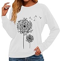 Women Long Sleeve Sweatshirts Merry Christmas Crew Neck Pullover Santa Claus Festival Loose Fit Shirts Top