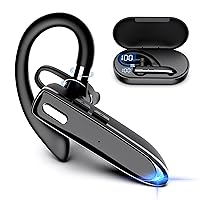 EUQQ Bluetooth Headset Single Ear Business Earbuds, Wireless Bluetooth Headset with Mic, Driving Headset with 800mAh Charging Case, 120 Hours Standby Time Bluetooth Earpiece, Fit for Call in Working