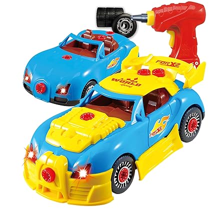 Think Gizmos Take Apart Toy Car For 3 4 5 Year Old Boys & Girls – Fun Toy With Working Drill - Build Your Own Car Kit STEM Toy - Realistic Engine Sounds & Lights