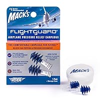 Mack’s Flightguard Airplane Pressure Relief Earplugs – 26dB NRR, 33dB SNR – Comfortable, Safe, Travel Ear Plugs for Flying Air Pressure Ear Pain, Ear Popping and Noise Reduction